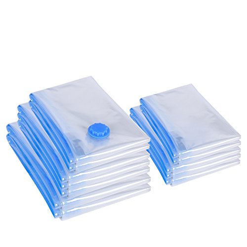 SONGMICS 12 Pack Space Saver Bags Vacuum Seal Storage Bags Multi-size with 5 Roll-up Travel Bags ULVB12A