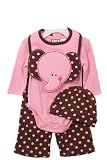 Newborn Girls Pink and Brown Elephant Layette Set