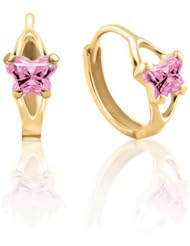 Bfly® Girls 10k Gold October Birthstone CZ Butterfly Hinged Earrings