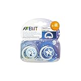 Avent Naturally Night Time Silcone Soothers 6-18mths (2 per pack) 自然にavent夜の時間silconeおしゃぶり6-18Mths （