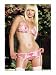 3pc. Mesh Rose Bikini Top, Garter Belt and G-String Set