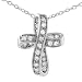Sterling Silver CZ Ribbon Cross Necklace