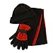 Men's Winter Fleece Hat Scarf Gloves Set Black/Red