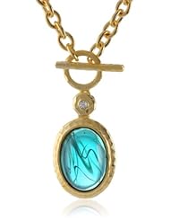 Kenneth Jay Lane Satin Gold and Emerald Toggle Necklace, 16.5"