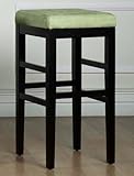 Sonata 26" Stationary Barstool in Green Microfiber / Black - Armen Living - ....