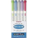 Zebra NC5 Highlighter Mildliner, 5 Color Set (WKT7-5C-NC)