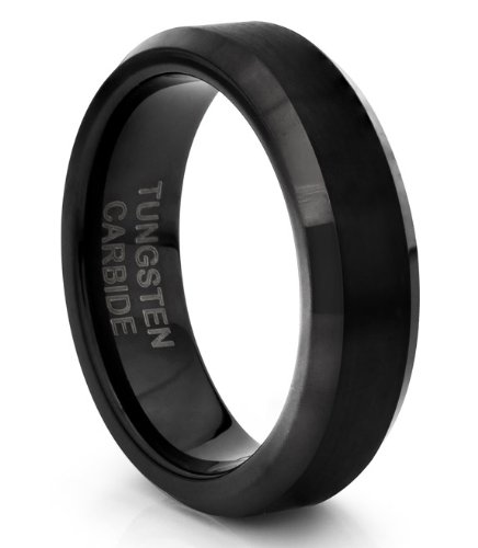 6MM Tungsten Carbide Brushed Black Wedding Band