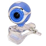3 Megapixel Blue Webcam with Clip Stand and Microphone