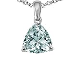1.02 cts Genuine Triangle Aquamarine Pendant - 14kt White or Yellow Gold