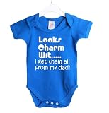 from jonny cotton Looks charm with i get them from my dad babygrow baby shower suit gift 0/3 Months Royal blue vest white print