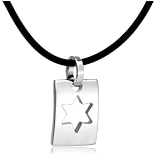 Sterling Silver Star of David Pendant on Rubber Cord by Zina, 17