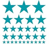 Set of 30 Turquoise Stars Vinyl Wall Graphic Decals Stickers Set of 30 - Turquoise Stars Vinyl Wall Graphic Decals Stickers