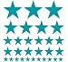 Set of 30 - Turquoise Stars Vinyl Wall Graphic Decals Stickers