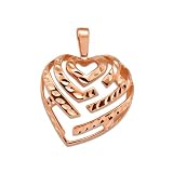 Aloha Heart Pendant in 14K Rose Gold - Medium