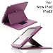 MoKo(TM) Convertible Premium Leather Cover Case with 24 Angle Adjustable Stand for Apple new iPad / iPad 3 / iPad HD, PURPLE