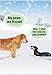 NobleWorks - Funny Merry Christmas Card with Envelope - Xmas Notecard for the Holidays - My Paws Are Frozen 5953