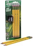 My First Ticonderoga Primary Size #2 Beginner Pencils, Pre-Sharpened, 4 Pencils with Bonus Sharpener, Yellow (33309)