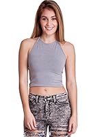 Heather Gray Woman String Neck Halter Crop Top