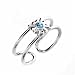 Sterling Silver Flower Toe Ring with Simulated Aquamarine CZ