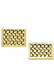 14k Gold Cufflinks - Solid 14k Gold Rectangle Woven Shine and Mesh Cufflinks