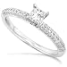 Jewelry : 1/2ctw 14k White Gold Round Brilliant & Princess Cut Diamond Engagement Ring (HI/I1-I2)
