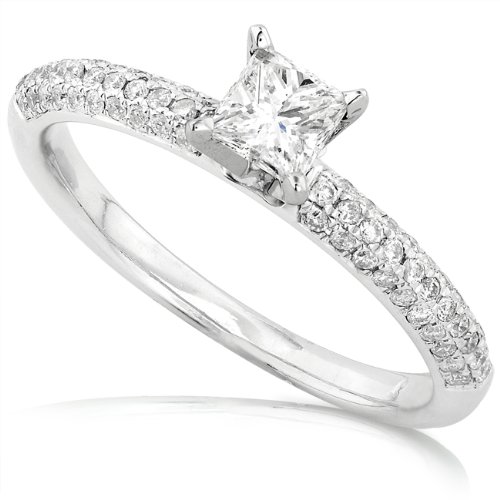 Childrens Toyshop  Jewelry : 1/2ctw 14k White Gold Round Brilliant & Princess Cut Diamond Engagement Ring (HI/I1-I2)