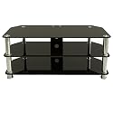 Premier - AV HF0050 - Meuble TV pour écrans LCD et plasma jusqu'à 50" ou 50 kg - Verre noir, pieds chromés (Import Royaume Uni)