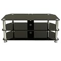 Premier AV HF0050 Plasma and LCD TV Silver Leg Stand Upto 50 inch or 50kgs - Black Glass, Silver legs