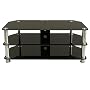 Premier AV HF0050 Plasma and LCD TV Silver Leg Stand Upto 50 inch or 50kgs - Black Glass, Silver legs