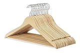 18pc Wooden Hanger Set - Innovative Lightweight Design Made of Solid Hard Wood - Strong, Space-saving Closet and Coat Hangers That Are Great for Any Article of Clothing - Contemporary Ergonomic Construction Can Withstand the Test of Time - Save Money and Time with This Perfect Home Necessity