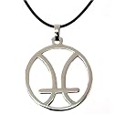 Zodiac Sign Necklace Pisces Pendant Stainless Steel on Rubber Cord By Bucasi