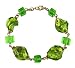 Bracelet - B66 - Murano Style Glass - Twists & Cubes ~ Olive Green