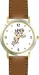 Angel In Flight No.4 - Cherub, Angel or Cupid Theme - WATCHBUDDY&reg; DELUXE TWO-TONE THEME WATCH - Arabic Numbers - Brown Leather Strap-Size-Large ( Men's Size or Jumbo Women's Size )