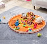 ストレージバッグ プレイマット 収納袋 収納バッグ 子供 お片づけ おもちゃ 直径150cm 超大 防水シート (オレンジ)