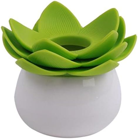 Lotus Flower Cotton Bud Holder Toothpick Case Cotton Swab Box Cup Home Decor (Green)