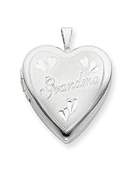 Sterling Silver 20mm Grandma Heart Locket w/ 18in Chain. Metal Wt- 3.4g
