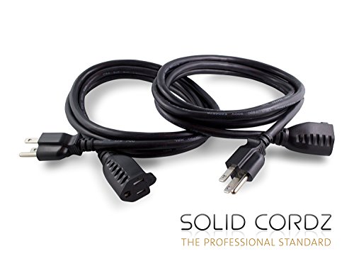 PREMIUM 2 Pack 10 Foot Extension Cords by Solid Cordz - Lifetime Warranty!