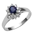 14k White Gold Blue Sapphire and Diamond Flower Ring