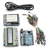 SainSmart UNO + SainSmart LCD Keypad Shield + SainSmart Prototype Shield for Arduino UNO MEGA R3 Mega2560 Duemilanove Nano Robot(with Breadboard Jump Wires)
