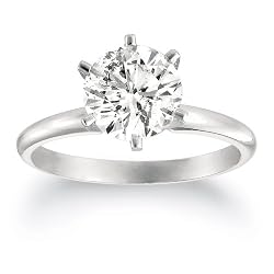 Certified 14k White Gold Round Solitaire Diamond Engagement Ring (1 1/2 ct, H-I Color, SI2-I1 Clarity), Size 7