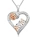 18K Rose Gold Plated Sterling Silver Diamond Heart MOM Pendant (0.01 cttw, I-J Color, I3 Clarity), 18