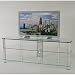 RTA Home and Office Silver Aluminum 60 Inch Wide TV Stand with Glass Shelves