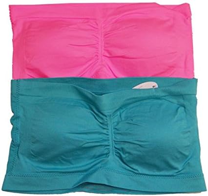 Anenome Women's Strapless Seamless Bandeau Padding (2 or 4 pack),One Size,2 Pack Light Teal_Pink