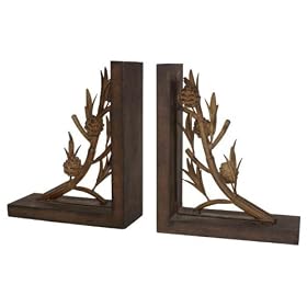 Set of 2,Pinecone Metal Antique Bookends,Library,Accent by Timeless Elements