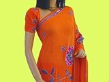 ORANGE WEDDING BOLLYWOOD LATEST INDIAN DRESS SARI SAREE
