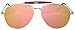 Aviator Flat Mirror Reflective Pink Lens Sunglasses Gold Metal Frame