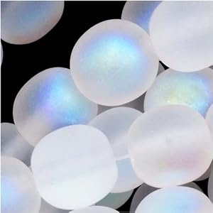 Czech-Glass-Druk-Round-Beads-8mm-Matte-Crystal-AB-25-