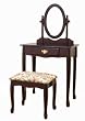 Frenchi Home Furnishing  Two Piece Vanity Set with Queen Anne Design Rich Cherry Finish