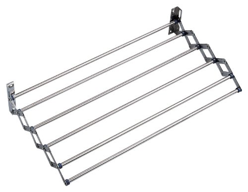 WENKO 3770010100 Teleskop-W&auml;schetrockner - 3.3 m Trockenl&auml;nge, ausziehbar, wetterfest, Wandmontage, Edelstahl rostfrei, 70 x 12.5 x 11-35 cm