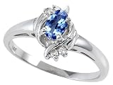0.29 cts Genuine Tanzanite and Diamond Ring - 14kt White or Yellow Gold